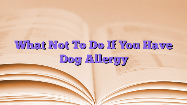 What Not To Do If You Have Dog Allergy